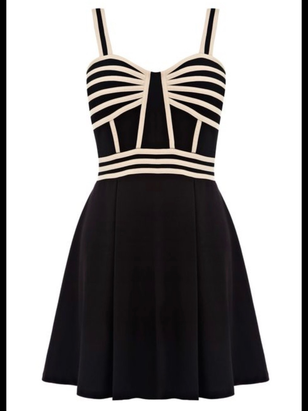 Pink Martini Black and Cream Strappy Fit & Flare Mini Dress
